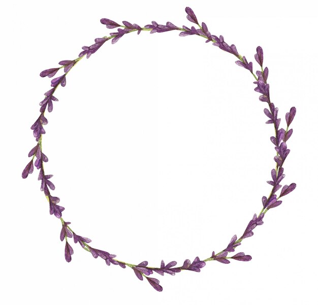 Acuarela corona de flores de lavanda