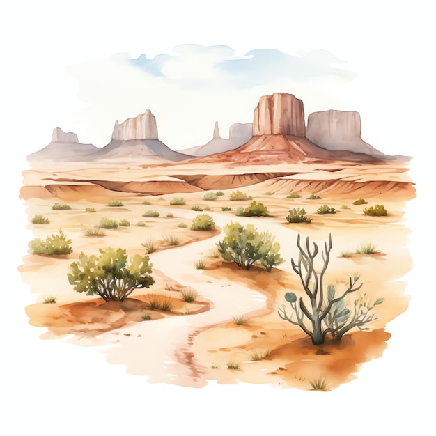 acuarela desierto mesa oeste salvaje oeste vaquero desierto ilustración clipart
