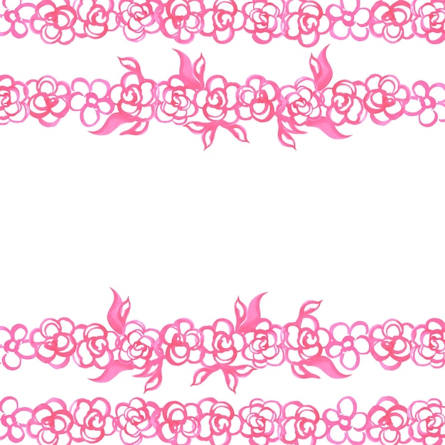Acuarela dibujada a mano rosas abstractas de color rosa borde del marco aislado sobre fondo blanco Se puede usar para tarjetas postales de álbum y otros productos impresos