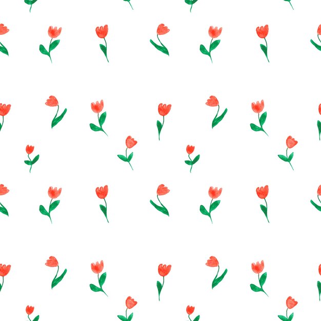 Acuarela doodle tulipanes de patrones sin fisuras