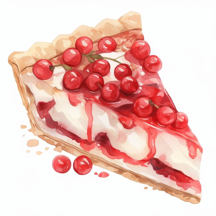 Acuarela dulce rebanada de tarta Clipart encantador elemento de postre aislado en fondo blanco