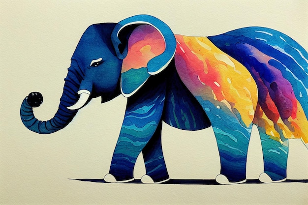 Acuarela de un elefante animal mano dibujar acuarela