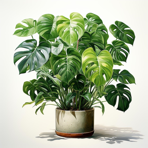 Acuarela Estilo Pequeño Monstera en una Olla Clipart Aislado