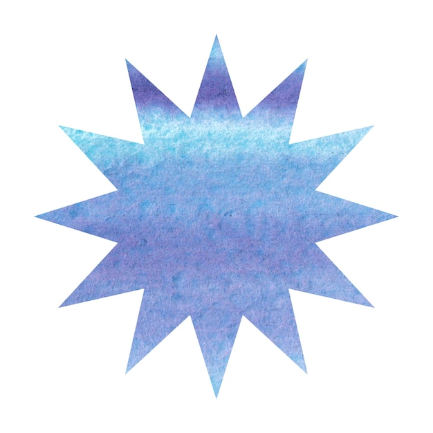 Foto acuarela estrella azul simple elemento celeste para el diseño ilustración abstracta en fondo blanco aislado