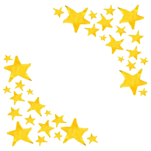 Acuarela estrella de cinco puntas símbolo marco plantilla fondo arte aislado
