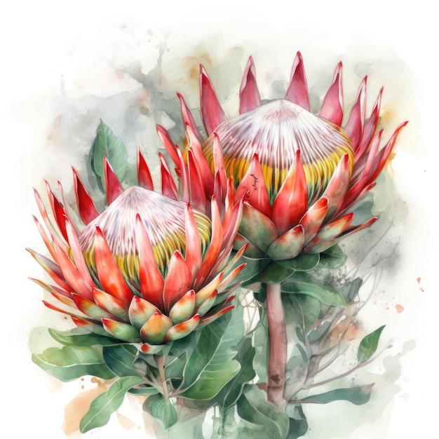 Acuarela flor protea