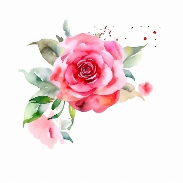 Acuarela Flor rosa Ilustración AI GenerativexA