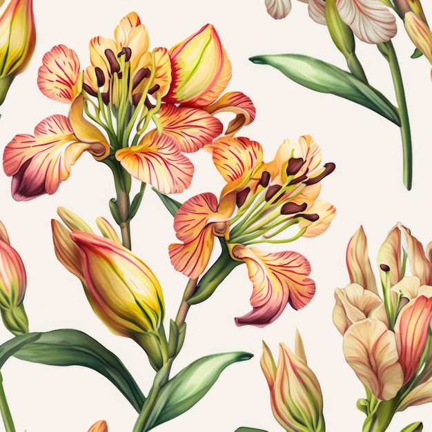 Acuarela floral de alstroemeria