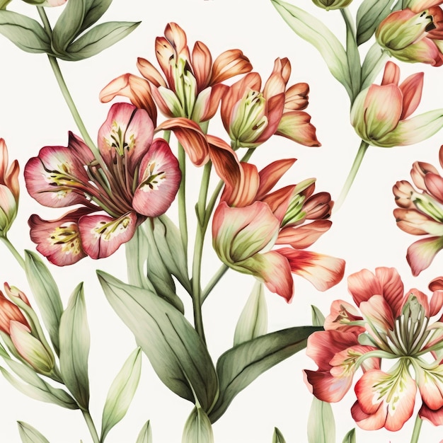 Acuarela floral de alstroemeria