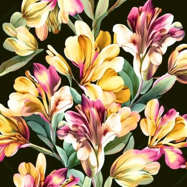 Acuarela floral de alstroemeria