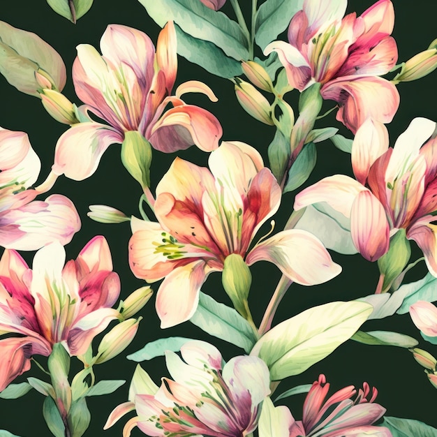 Acuarela floral de alstroemeria