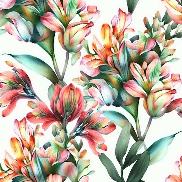 Acuarela floral de alstroemeria