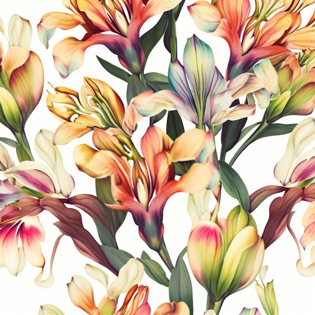 Acuarela floral de alstroemeria