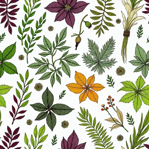 acuarela floral botánico de patrones sin fisuras