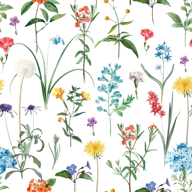 Acuarela floral de patrones sin fisuras