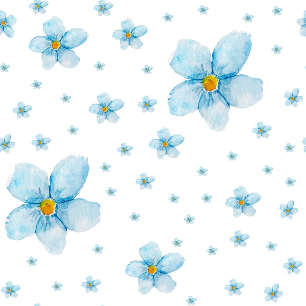 Acuarela de flores azules de patrones sin fisuras