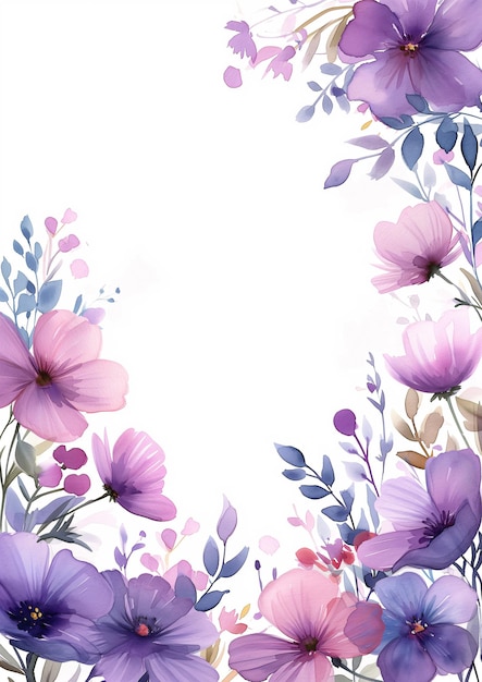 acuarela flores botánicas marco de fondo con espacio libre para invitar a la tarjeta de boda ai generado