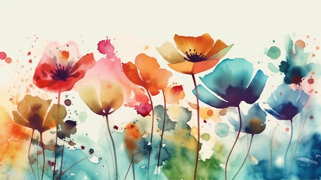 Acuarela de flores de dalia Dibujado a mano ilustración generativa ai