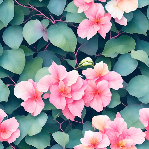 acuarela fondo de plantas de flores tropicales patrones sin costuras