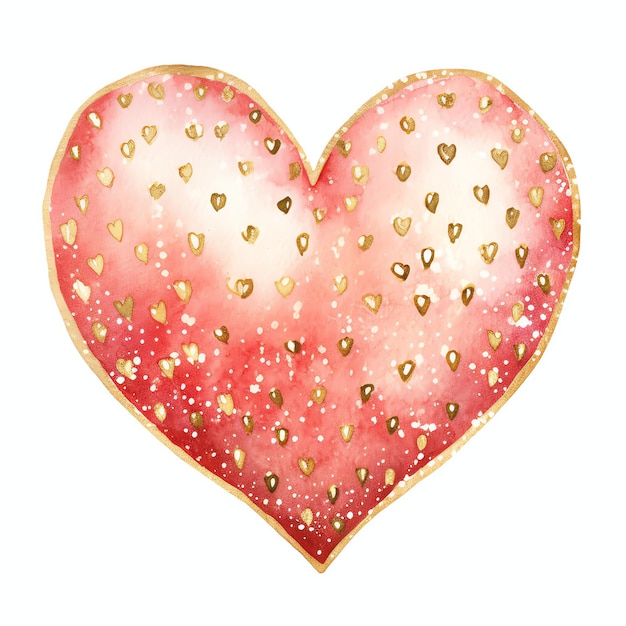 Acuarela Fresa brillante corazón en forma de acuarela clipart ilustración