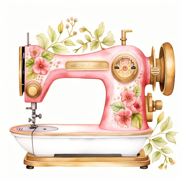 Acuarela Fresa máquina de coser acuarela clipart ilustración