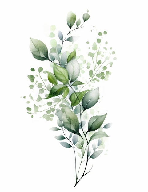 Foto acuarela hojas verdes impresión de arte