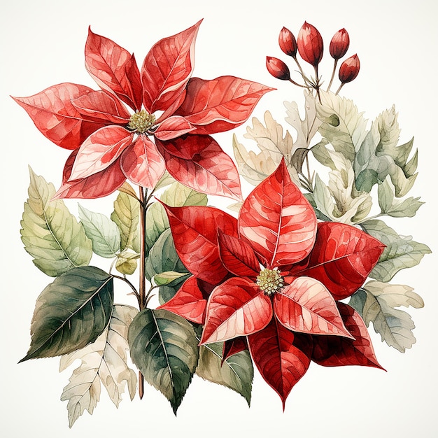 Acuarela_Ilustración_de_una_Poinsettia_Flor_aislado