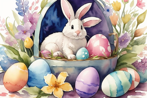 acuarela ilustración de pascua conejo