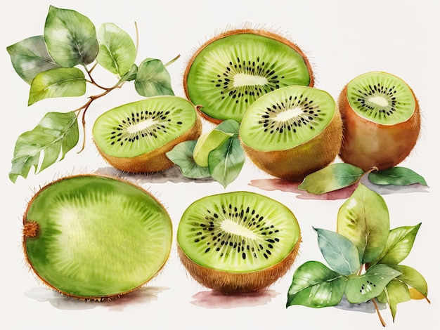 acuarela kiwi fruta fruta