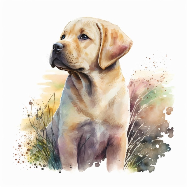 Acuarela Labrador Perro Cachorro Dulce Lindo Ilustración creativa