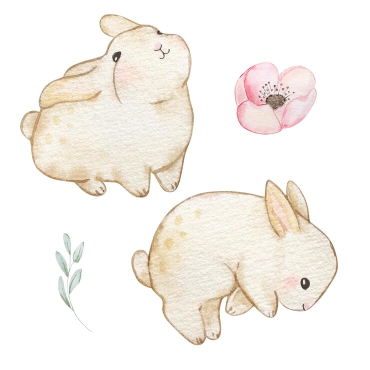 Foto acuarela lindo conejo de pascua de vivero conejo beige para el diseño de primavera