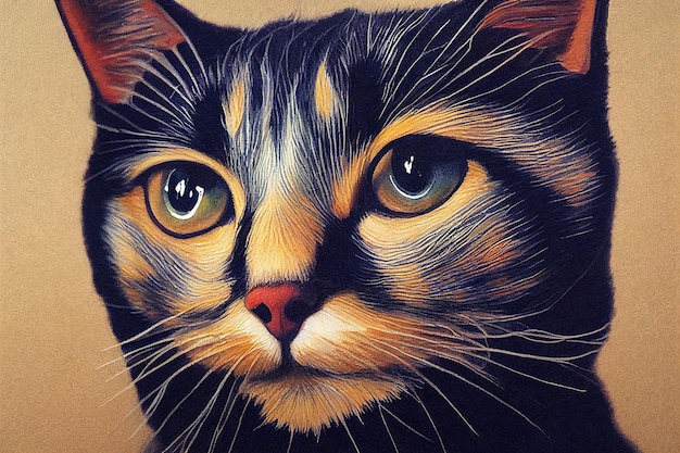 Acuarela de un lindo gato animal mano dibujar acuarela