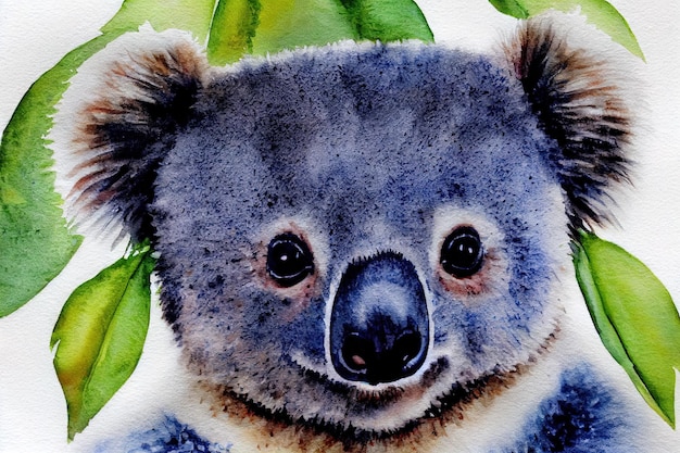 Acuarela de un lindo oso koala animal mano dibujar acuarela