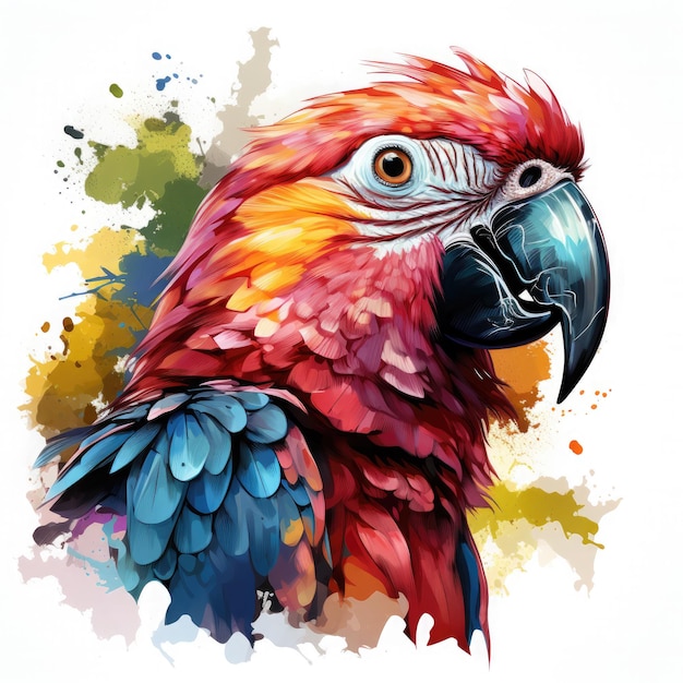 Acuarela loro de fondo blanco Clipart Generativo Ai