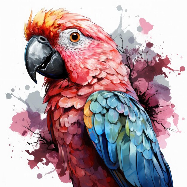 Acuarela loro de fondo blanco Clipart Generativo Ai