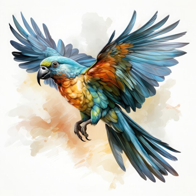 Acuarela loro de fondo blanco Clipart Generativo Ai