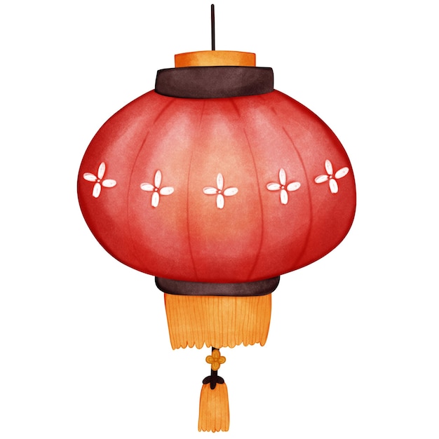 Acuarela de luz de linterna roja china aislada