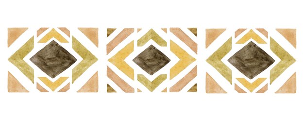 Acuarela marrón y beige elementos geométricos étnicos tribales o ilustración de boda Boho