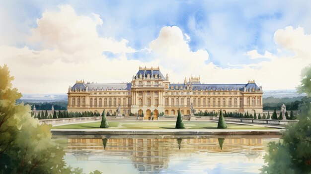 Foto acuarela palacio de versalles