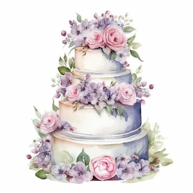 Acuarela para el pastel de boda Clipart