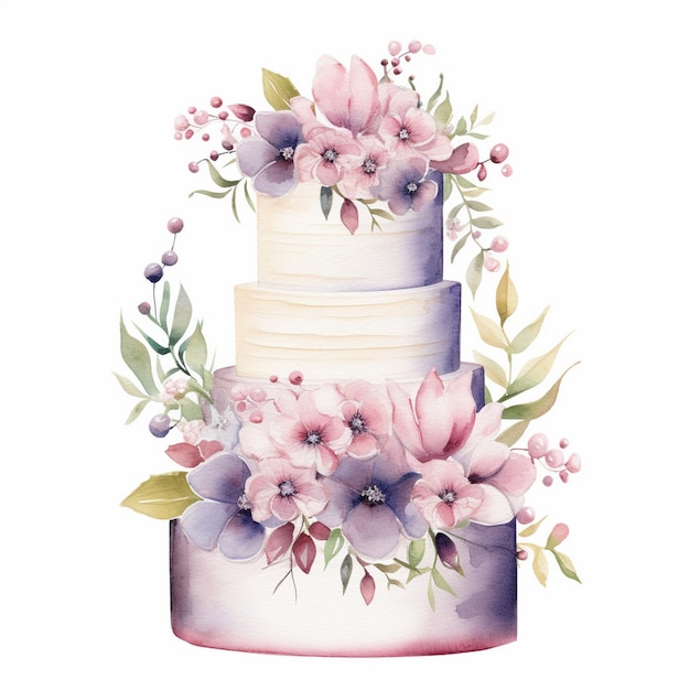 Foto acuarela para el pastel de boda clipart