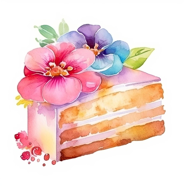 Acuarela de un pastel con flores.