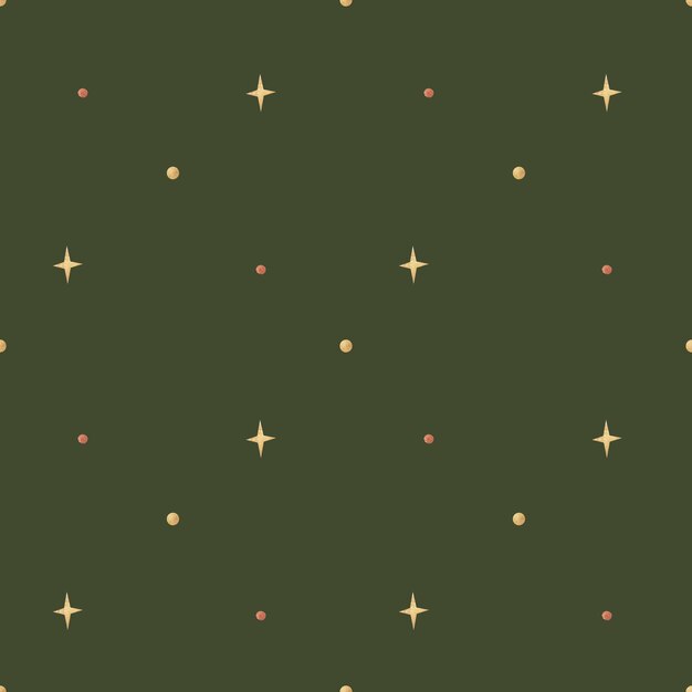 Acuarela patrón geométrico de estrellas puntos de polca puntos círculos de confeti sobre fondo verde