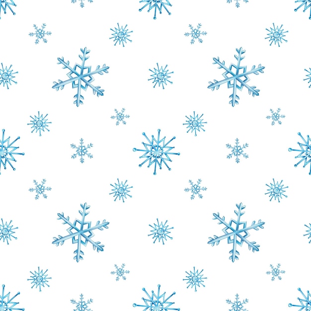 Acuarela de patrones sin fisuras con copos de nieve Pintura a mano sobre un fondo aislado Para diseñadores decoración postales papel de envolver scrapbooking cubre invitaciones carteles y textiles