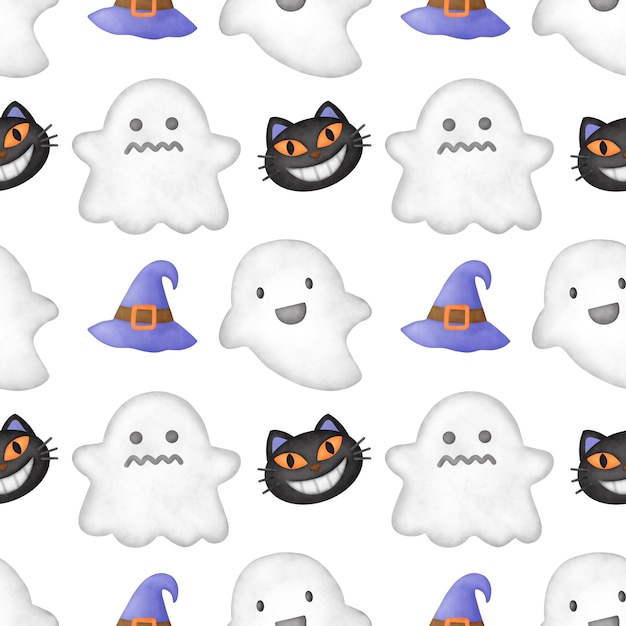 Acuarela de patrones sin fisuras de Halloween.