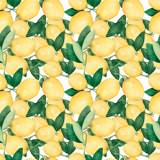 Acuarela de patrones sin fisuras con limones.