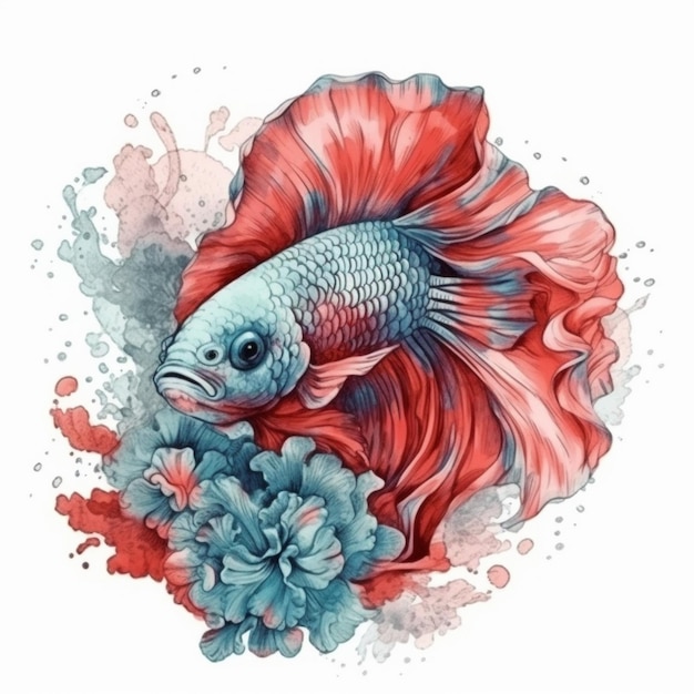 Acuarela de peces betta