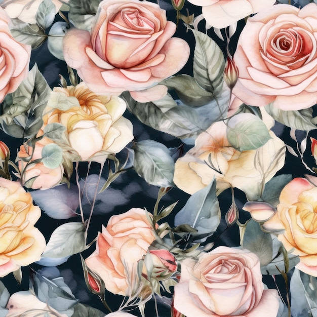 Acuarela perfecta ilustración de una rosa rodeada de follaje delicado