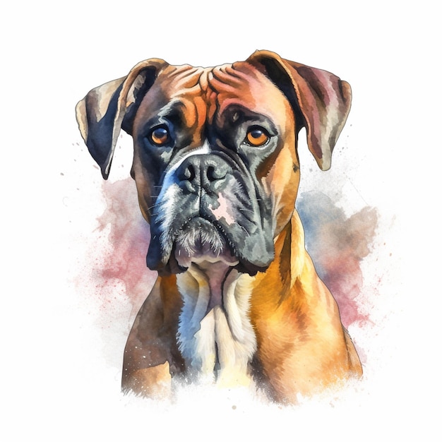 Acuarela de un perro boxer