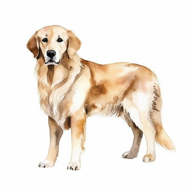 Acuarela de un perro golden retriever.